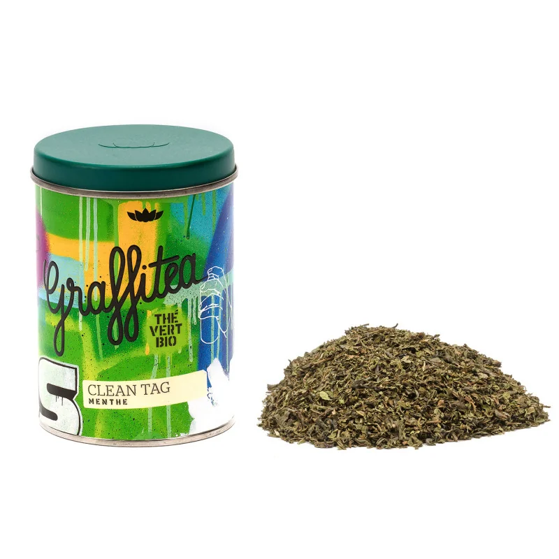 Clean Tag- Organic Mint Green Tea – 80g Tin