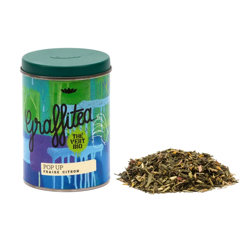 Thé Vert Bio Fraise Citron – Pop Up Provence d’Antan 70g