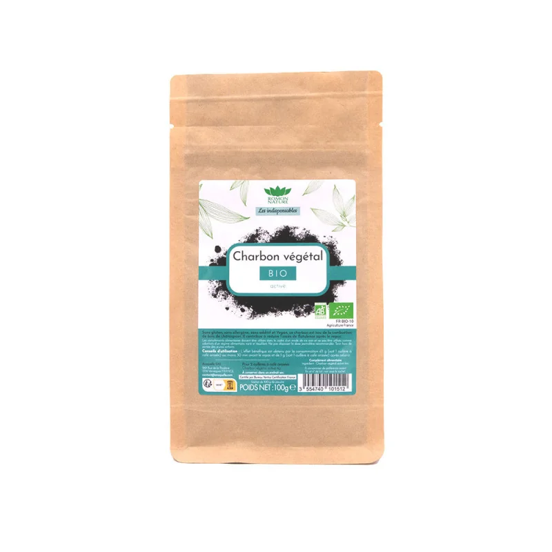 Charbon Végétal Actif Bio – Poudre pure 100g