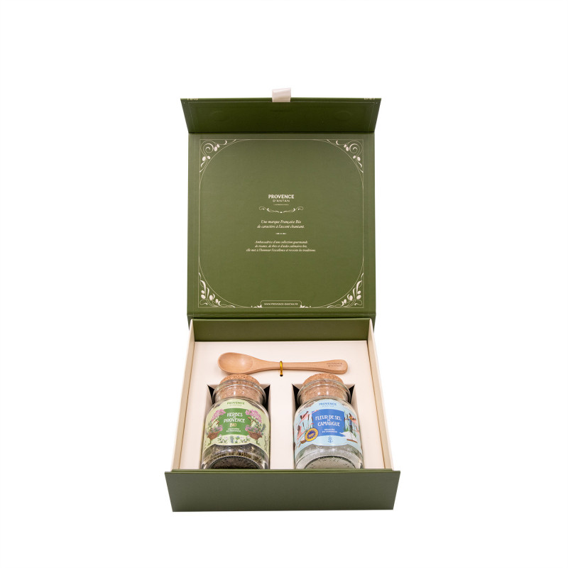 Coffret 2 Bouteilles en verre  Fleur de sel / Herbes de Provence Bio