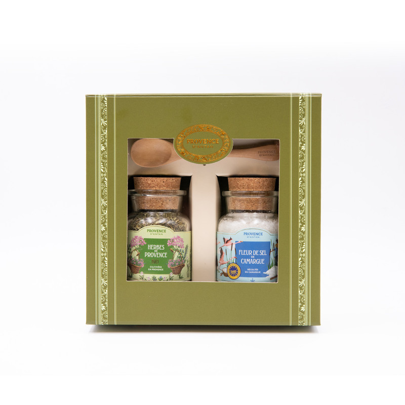 Coffret 2 Bouteilles en verre  Fleur de sel / Herbes de Provence Bio