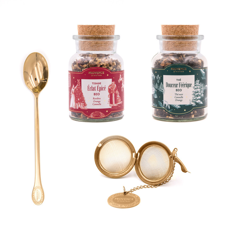 Coffret Délices de Noël Bio – Thé & Tisane en bouteilles verre