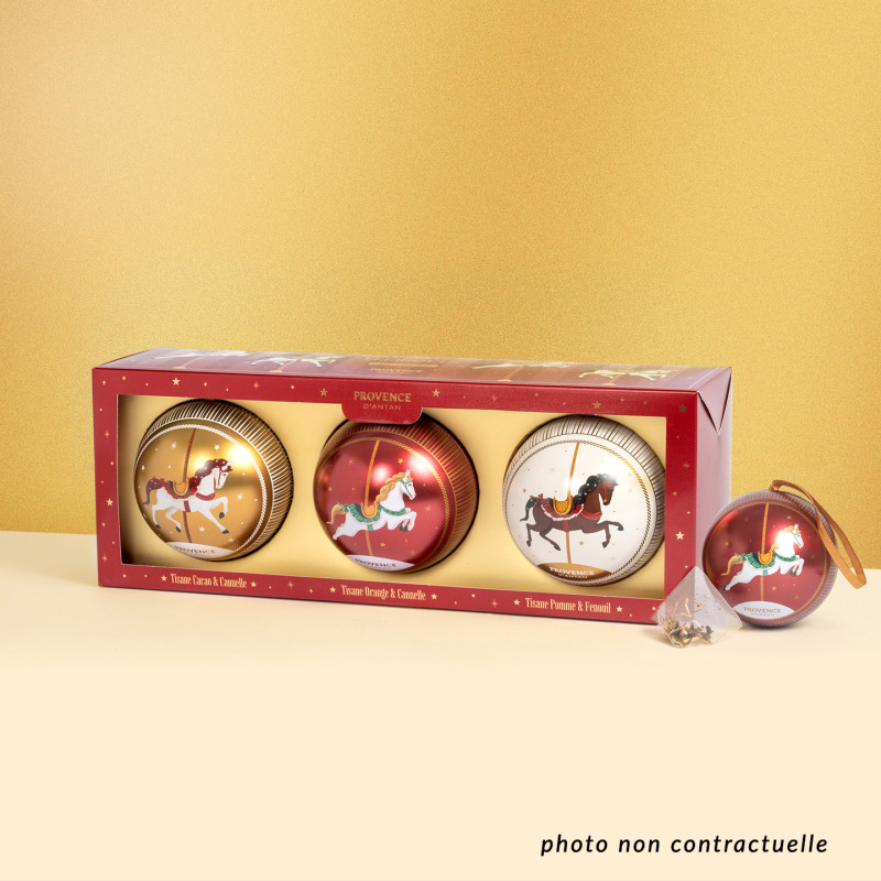 Coffret 3 Boules de Noël Tisanes Féeriques Bio – Provence d’Antan