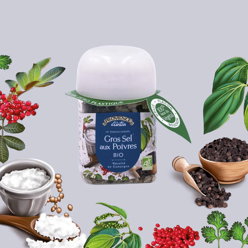 Gros Sel aux 3 Poivres Bio 90g – Mélange intense et raffiné
