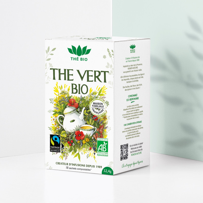 Tisane Thé Vert Bio* – 20 Sachets | Romon Nature