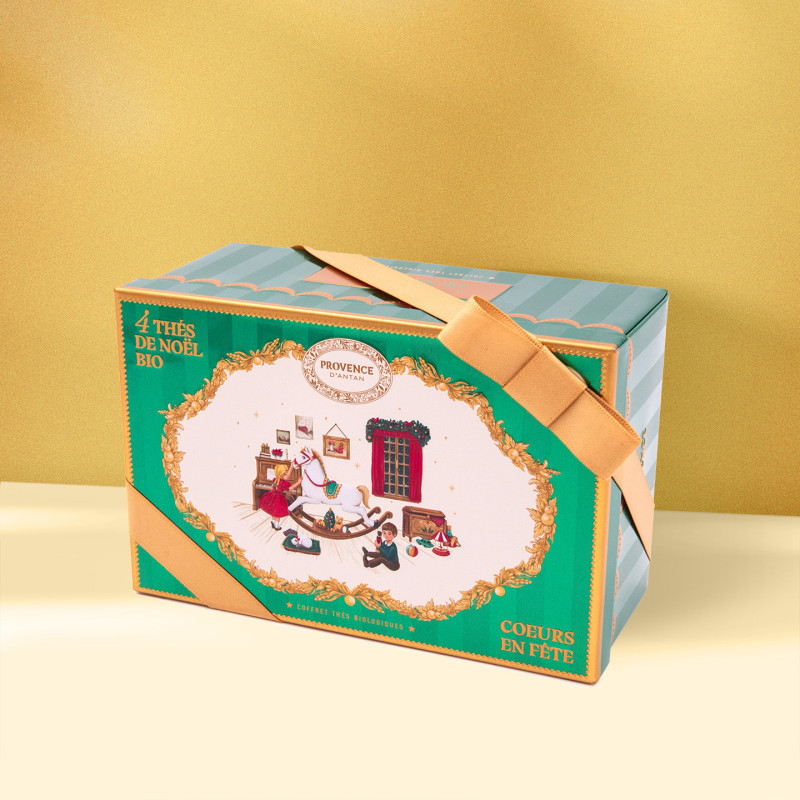 Coffret métal 4 Thés de Noël Bio – Cœurs en fête
