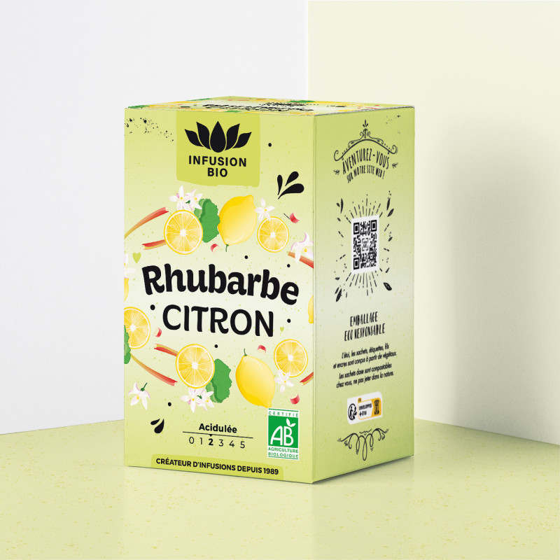 Infusion Bio Rhubarbe Citron – Fraîche & aromatique