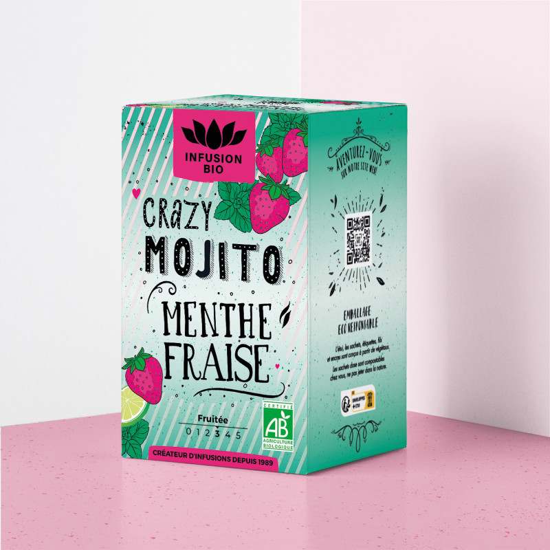 Infusion Bio Crazy Mojito Fraise – Fraîche & fruitée