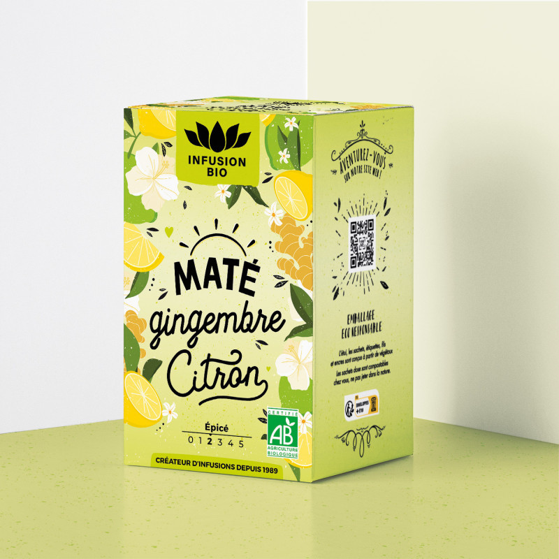Infusion Bio Maté Gingembre Citron – Zestée & épicée