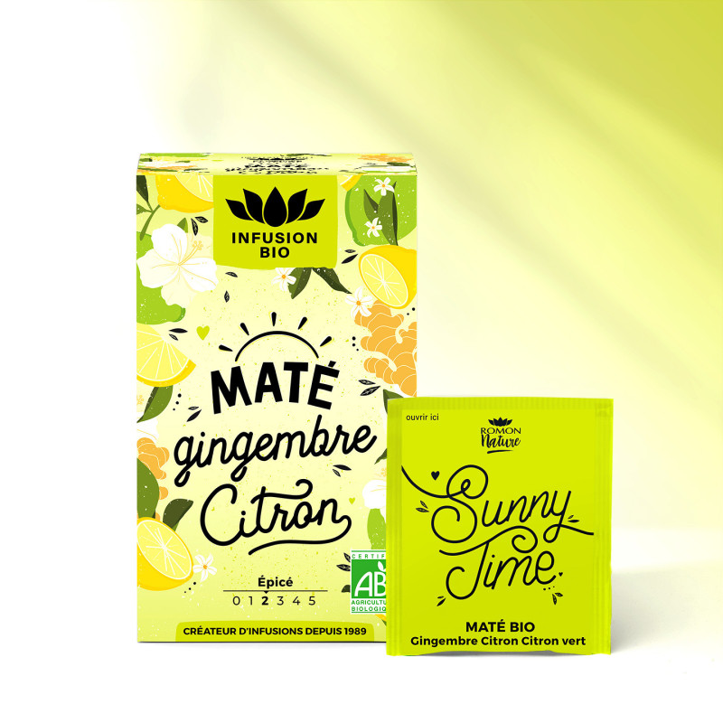 Infusion Bio Maté Gingembre Citron – Zestée & épicée