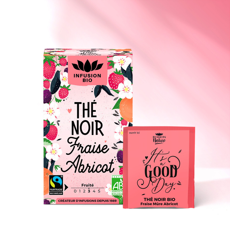 Thé Noir Bio Fraise Abricot – Fruité & raffiné