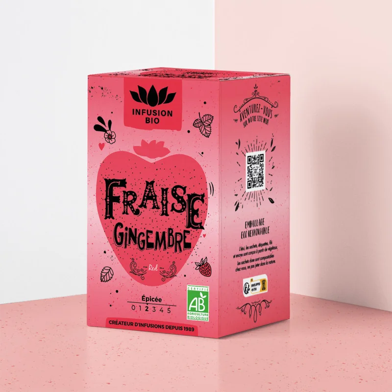 Infusion Fraise Gingembre Bio* – 16 Sachets | Romon Nature