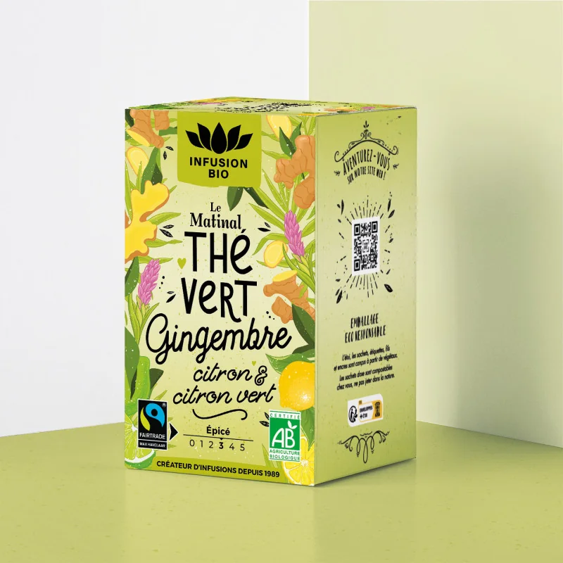 Organic Morning Green Tea - Lemon, Ginger, and Lime