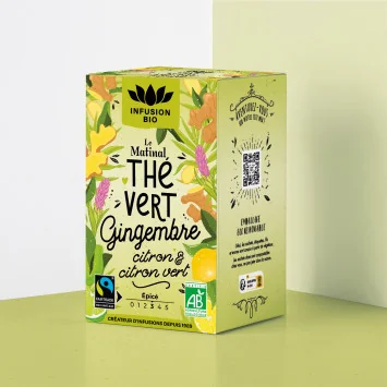 Thé Vert Bio Matinal - Citron, Gingembre et Citron Vert