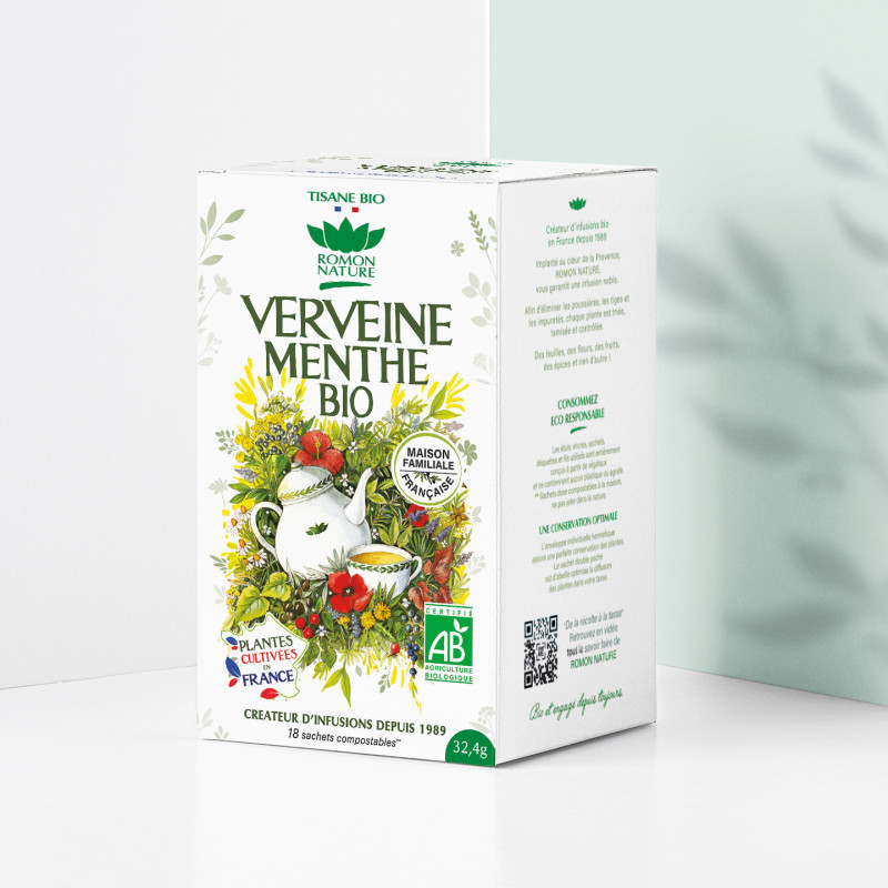 Organic Verbena/Mint Tea – 18 Bags | Provence d’Antan*