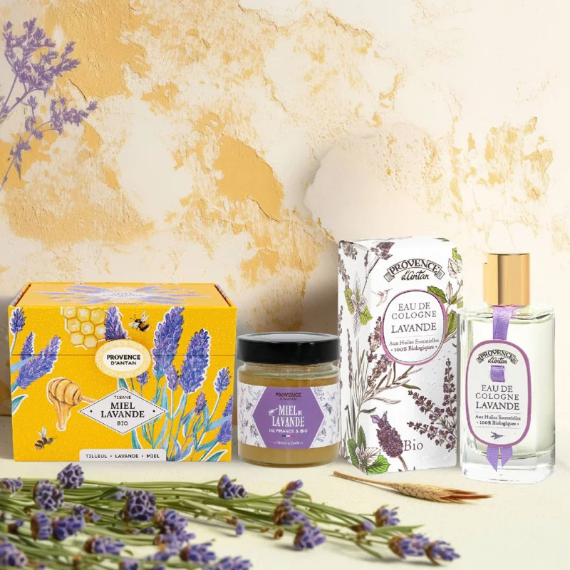 Coffret Champ Floral Lavande - Tisane, Miel & Eau de Cologne