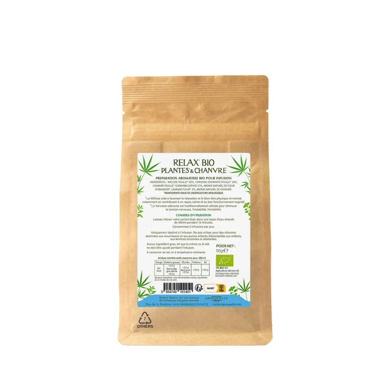 Relax Bio – Infusion aux plantes et chanvre apaisante 50g